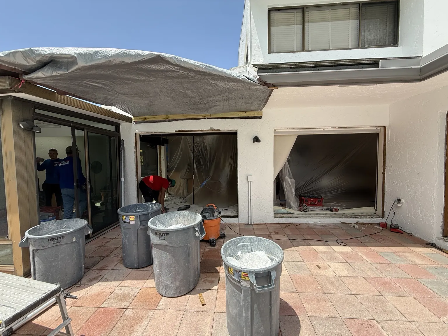 Multiple protected window and door openings during renovation
